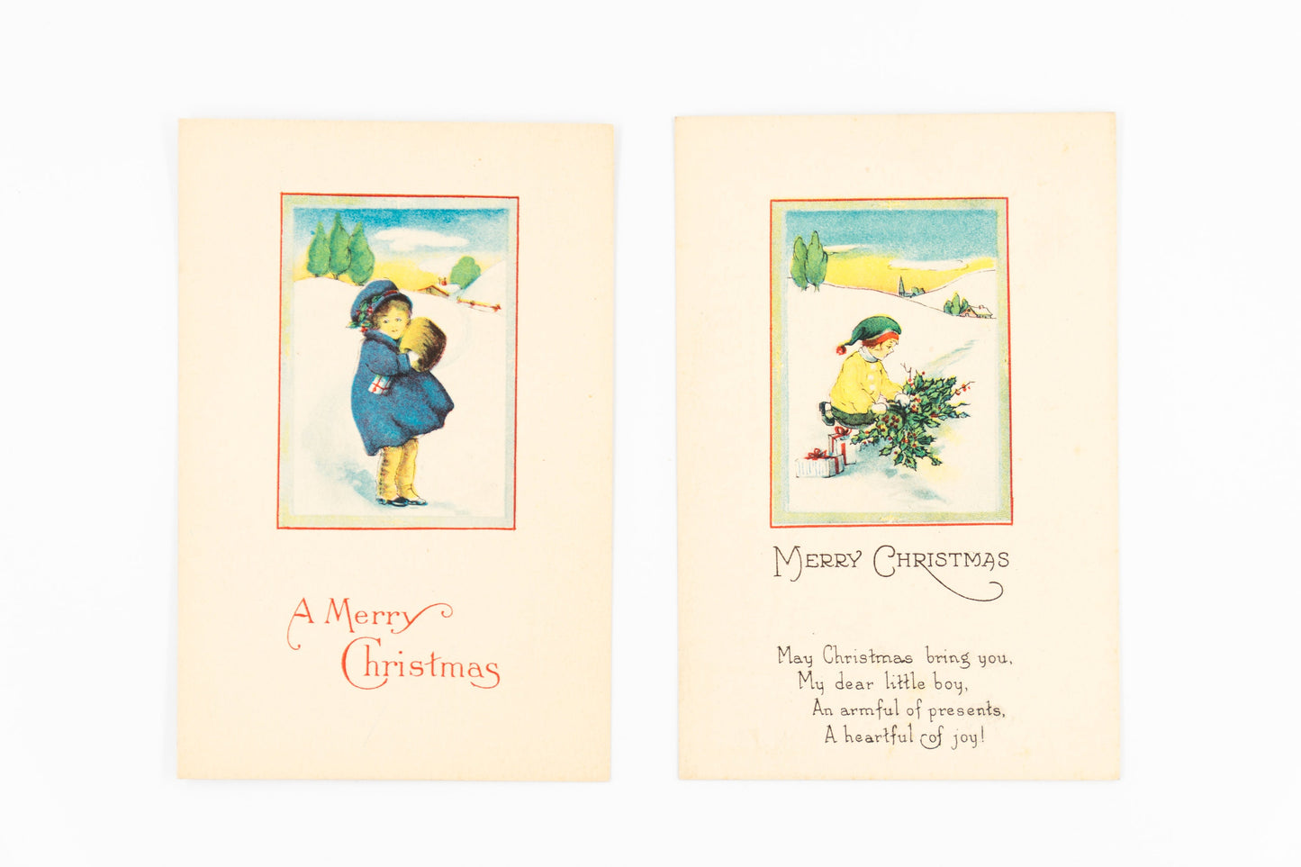 Antique Christmas Postcards Set - Rare Vintage Xmas Stationery