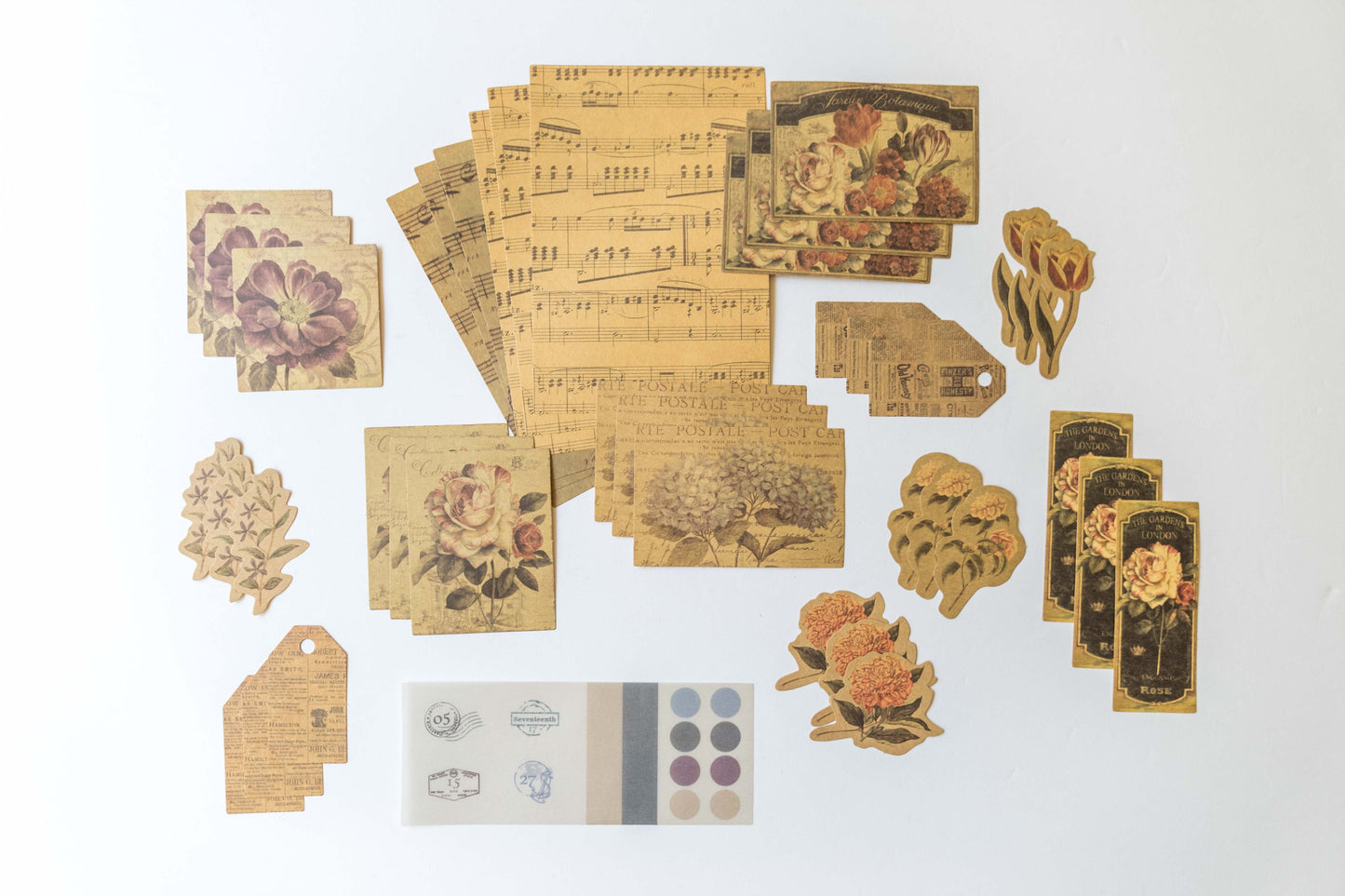 Vintage Flower Ephemera Pack - 40 pcs Botanical Collage  Junk Journal Kit