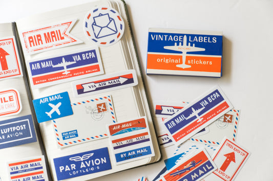 Vintage Airmail Stickers - Happy Mail Scrapbooking Pack