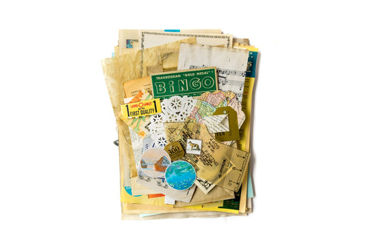 Vintage Ephemera Pack - 50 pc Junk Journal Kit with Old Book Pages and Scrap Paper