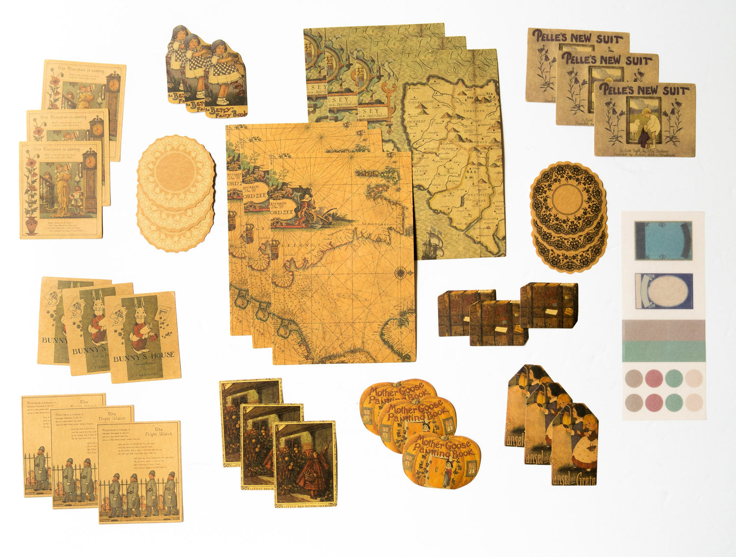 Vintage Halloween Ephemera Pack - 40 pc Travel  Map Collage Kit
