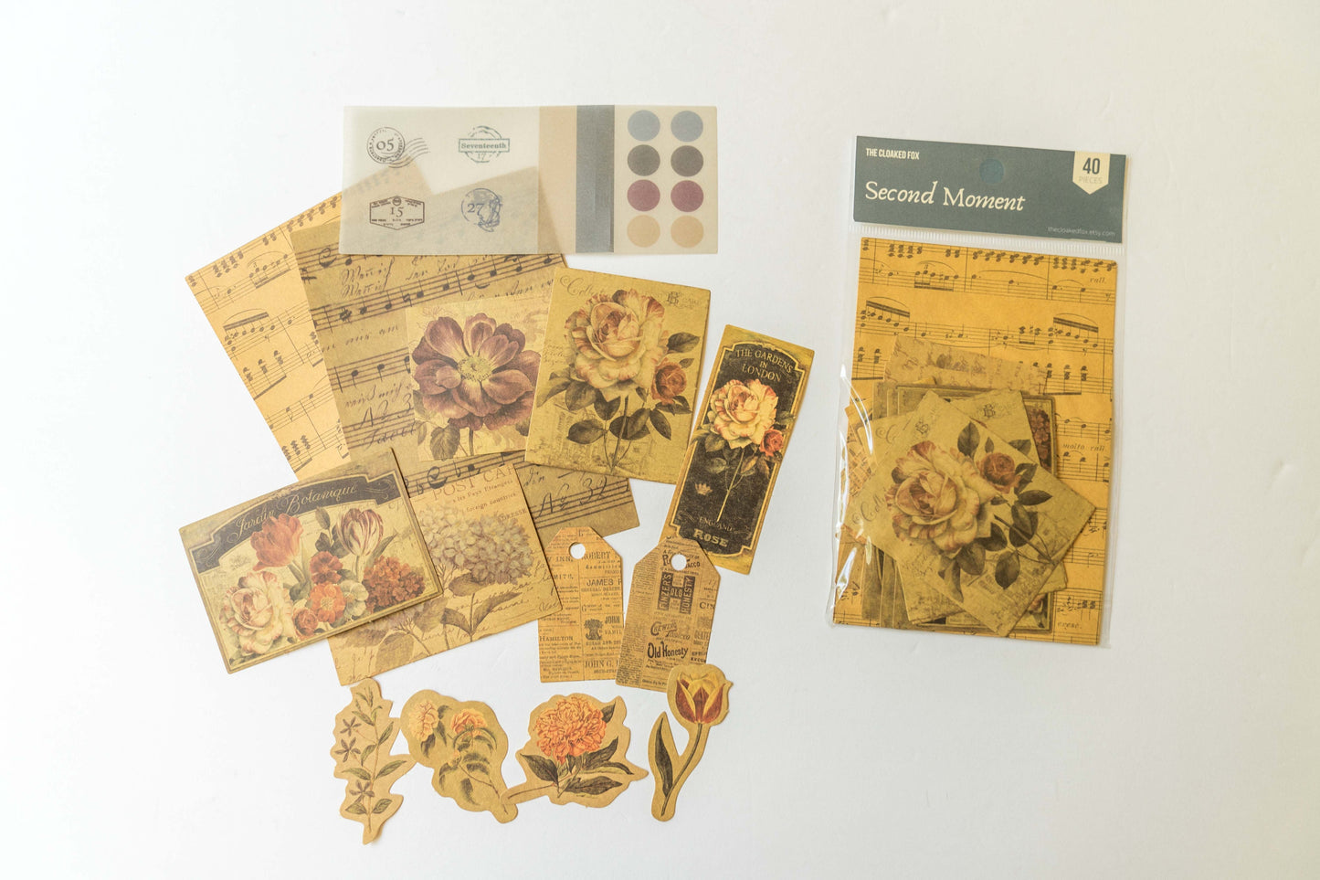 Vintage Flower Ephemera Pack - 40 pcs Botanical Collage  Junk Journal Kit