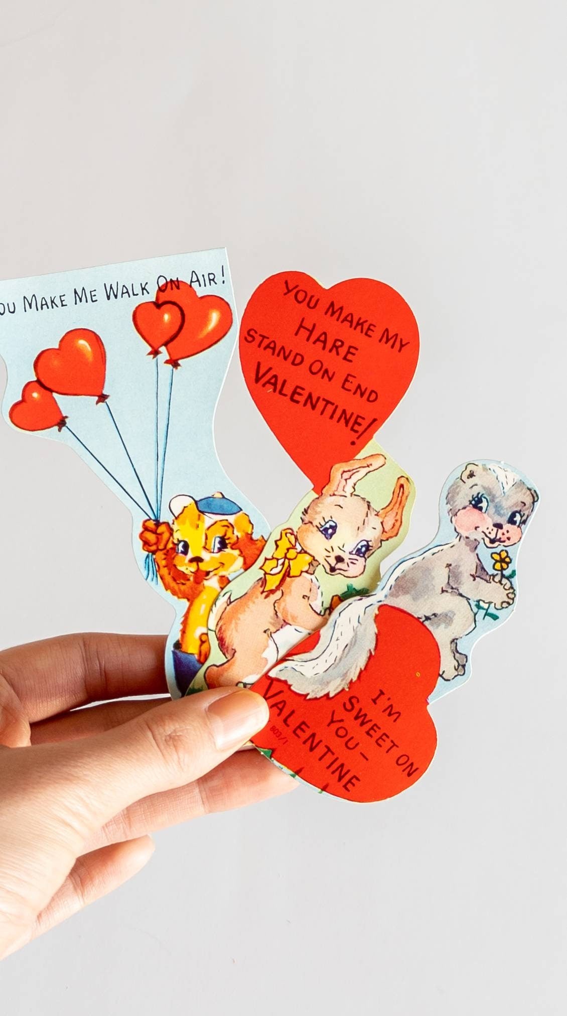 Vintage Valentines Day Cards - 1950s Unused Set of 5 for Kids