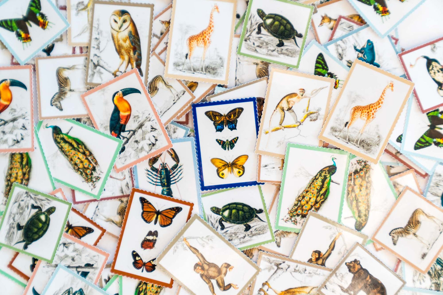 Vintage Animal Stamp Stickers - Animal Sticker Pack for Journaling and Scrapbooking