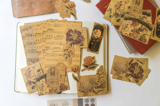 Vintage Flower Ephemera Pack - 40 pcs Botanical Collage  Junk Journal Kit