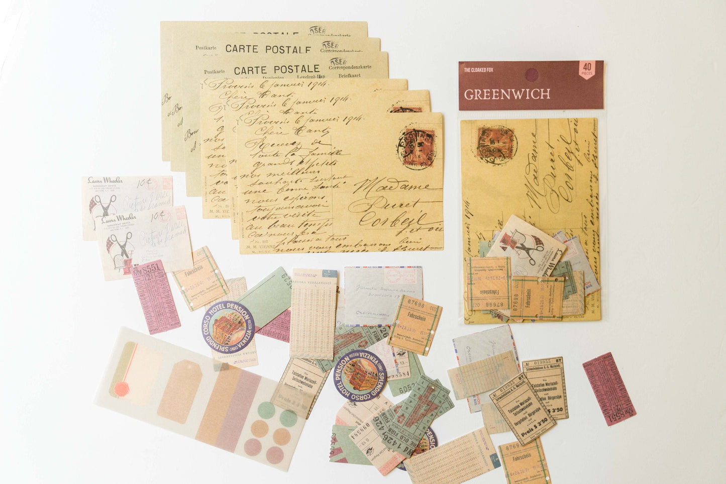Vintage Ephemera Pack - 40 pc Junk Journal  Collage Kit