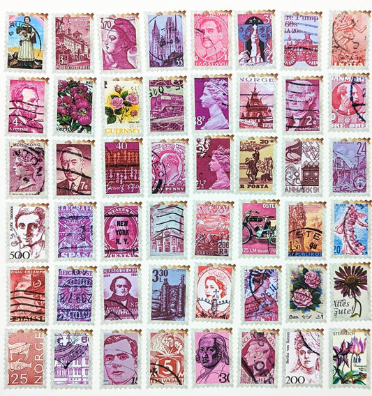 Pink Vintage Stamp Stickers - Ephemera for Bullet Journals Junk Journals  Happy Mail