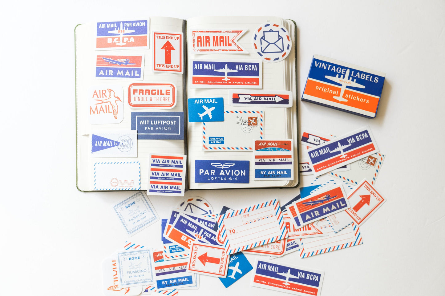 Vintage Airmail Stickers - Happy Mail Scrapbooking Pack