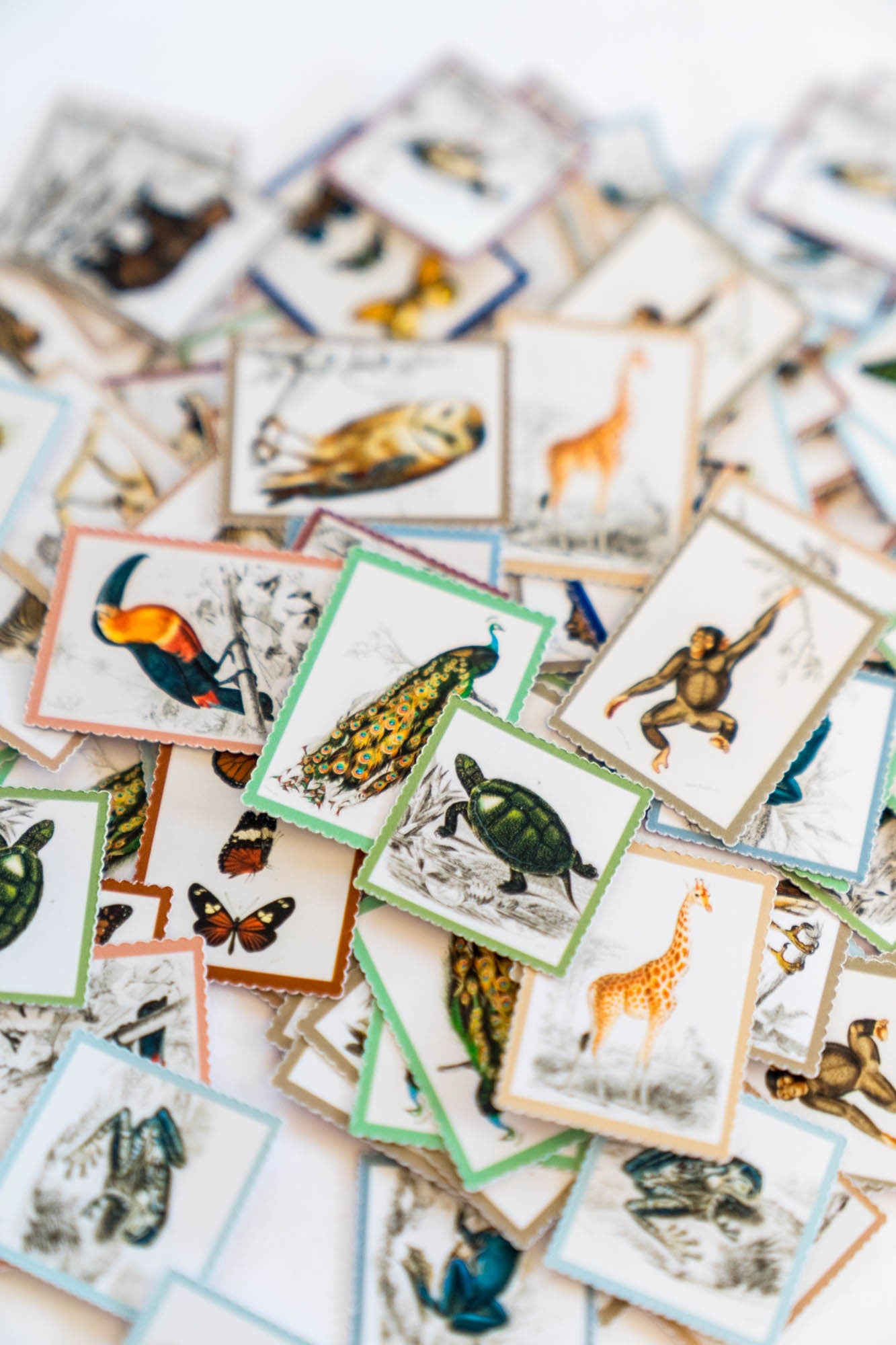 Vintage Animal Stamp Stickers - Animal Sticker Pack for Journaling and Scrapbooking