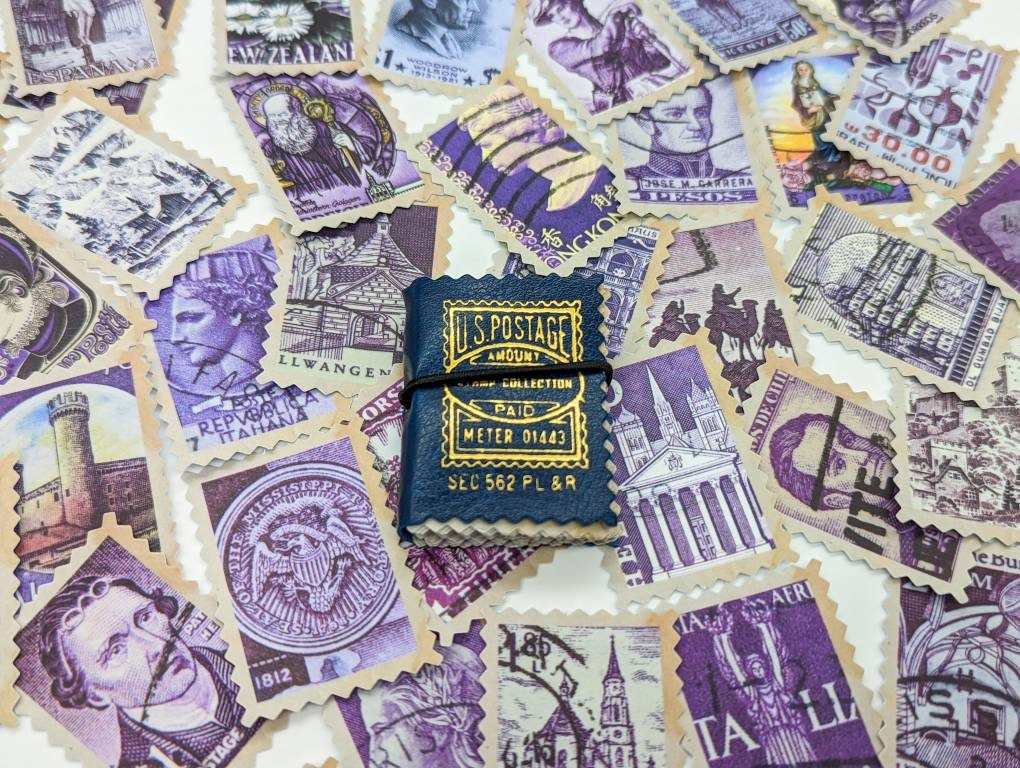 Purple Vintage Stamp Stickers - Bullet Journal  Junk Journal Accessories