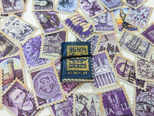 Purple Vintage Stamp Stickers - Bullet Journal  Junk Journal Accessories