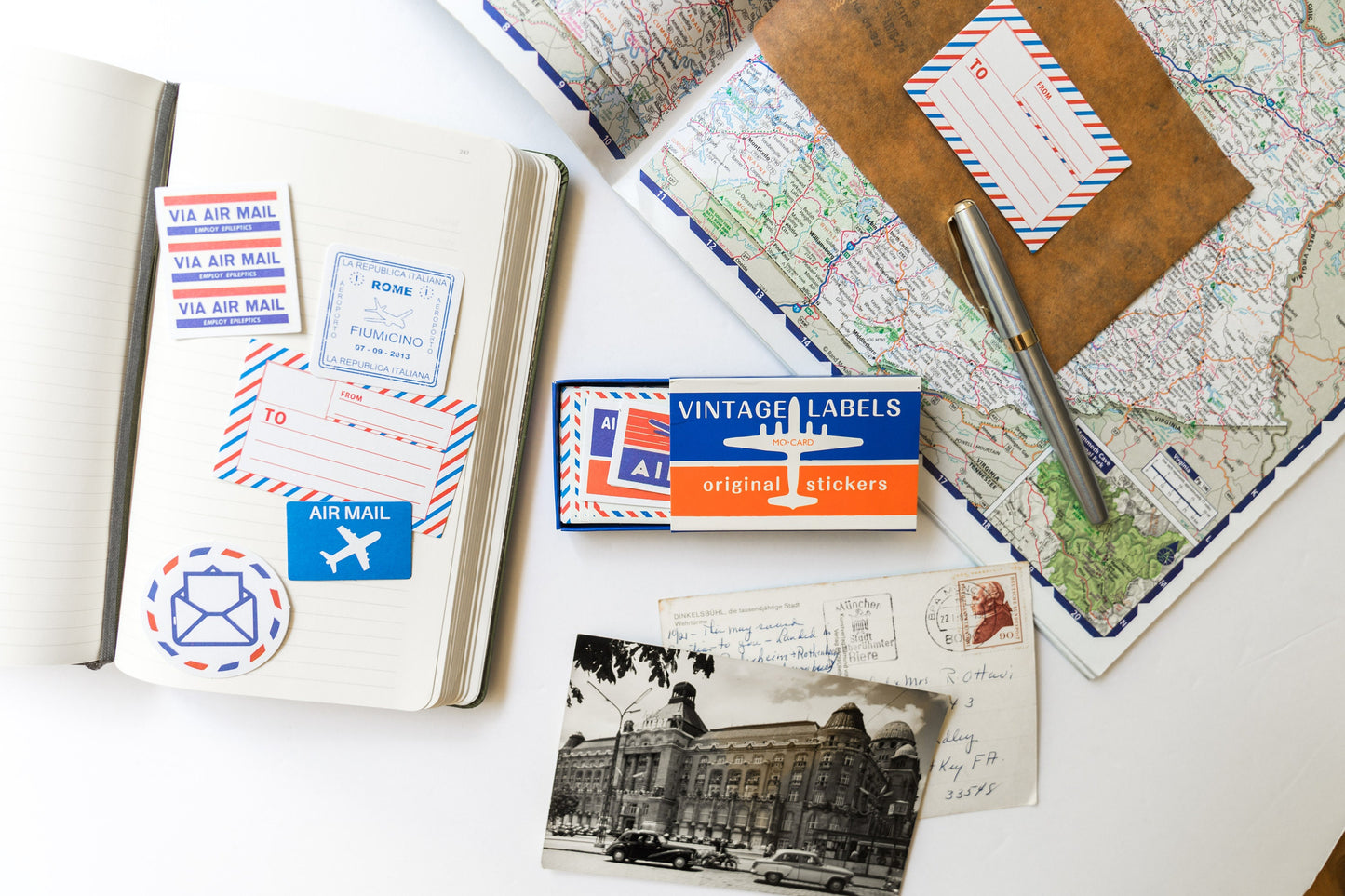 Vintage Airmail Stickers - Happy Mail Scrapbooking Pack