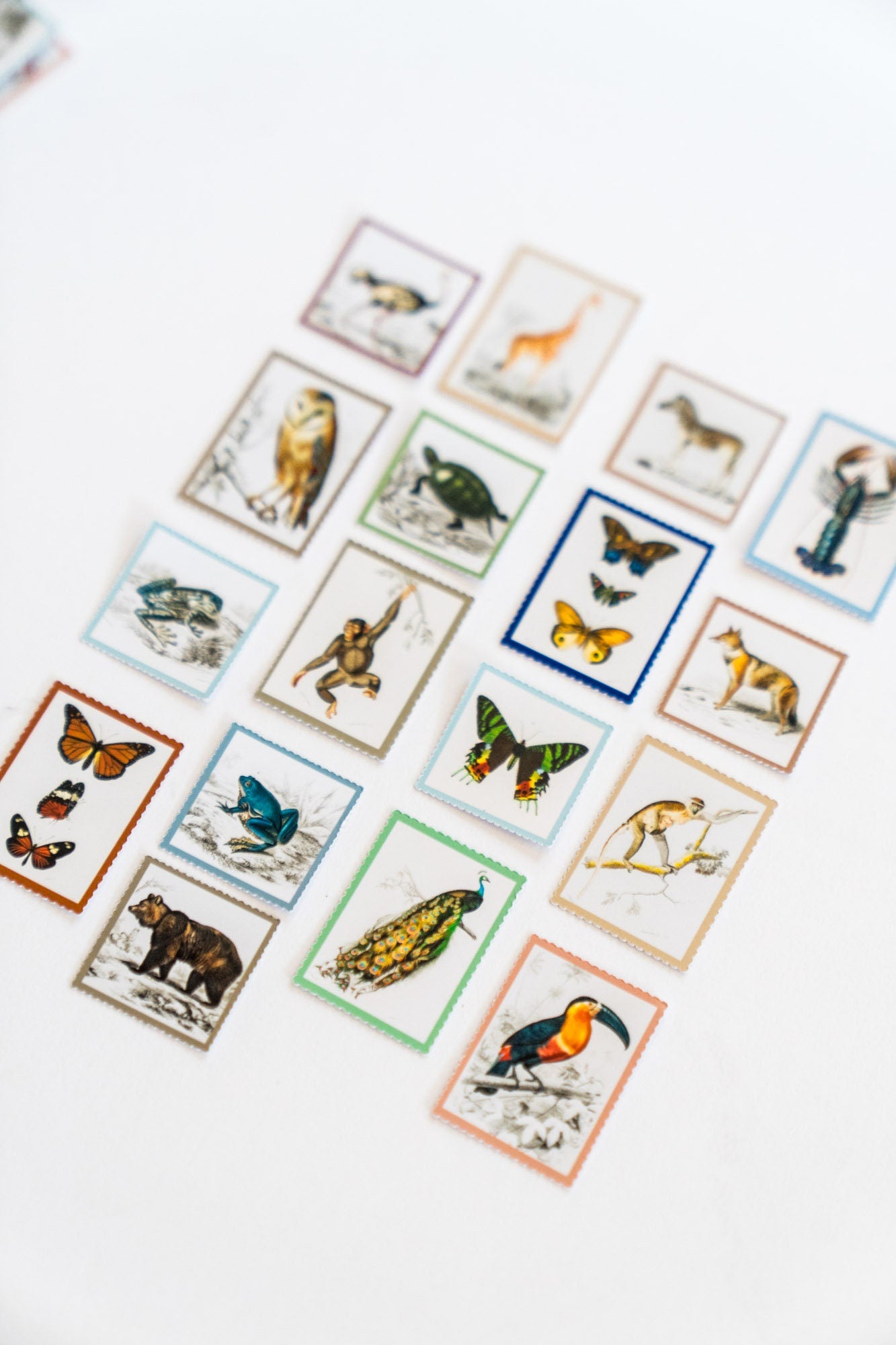 Vintage Animal Stamp Stickers - Animal Sticker Pack for Journaling and Scrapbooking