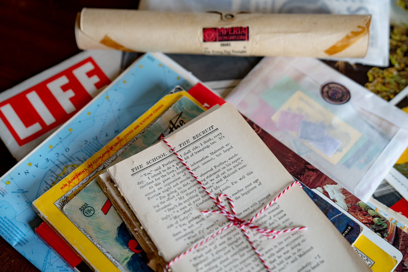 Large Curated Vintage Ephemera Box – Authentic Paper for Junk Journals, Collage, Mixed Media, Letters, Maps & Antique Books