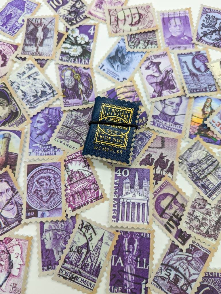 Purple Vintage Stamp Stickers - Bullet Journal  Junk Journal Accessories