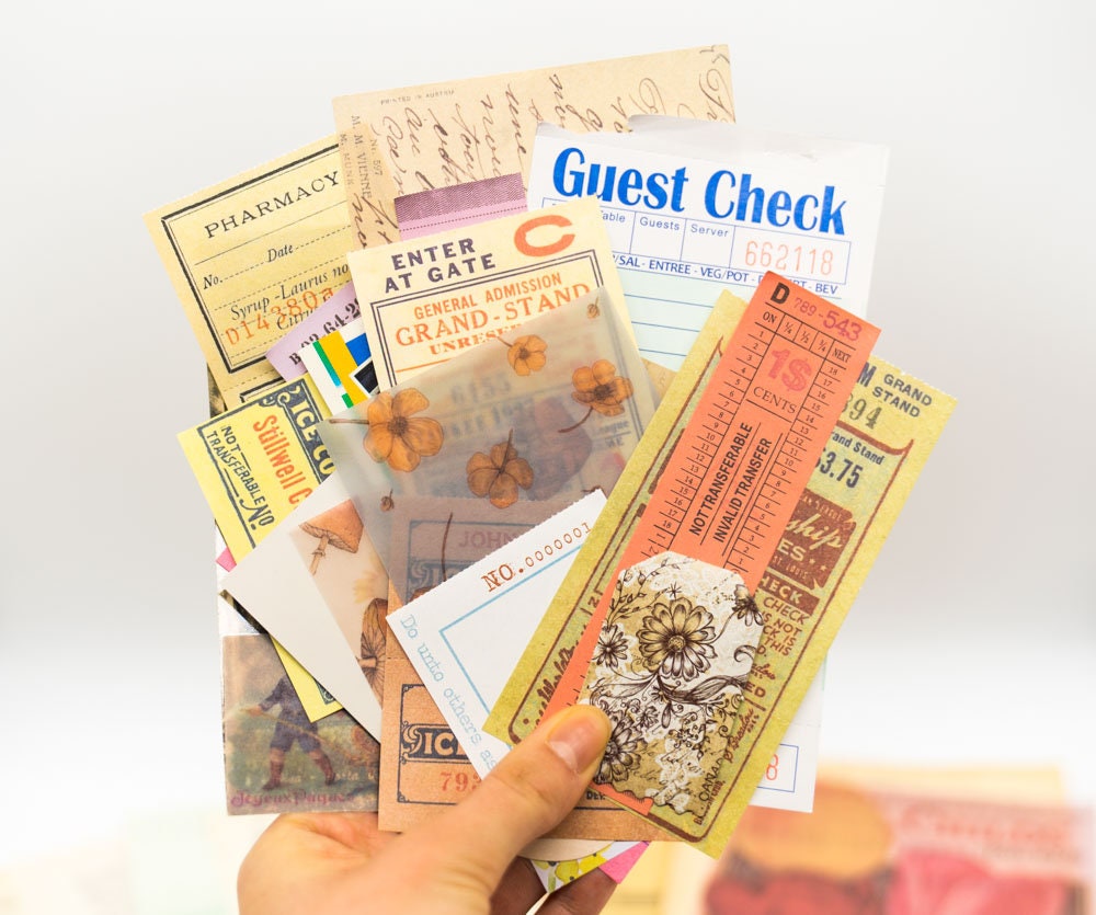 Vintage Ephemera Grab Bag - Junk Journal Kit with Old Book Pages  Maps