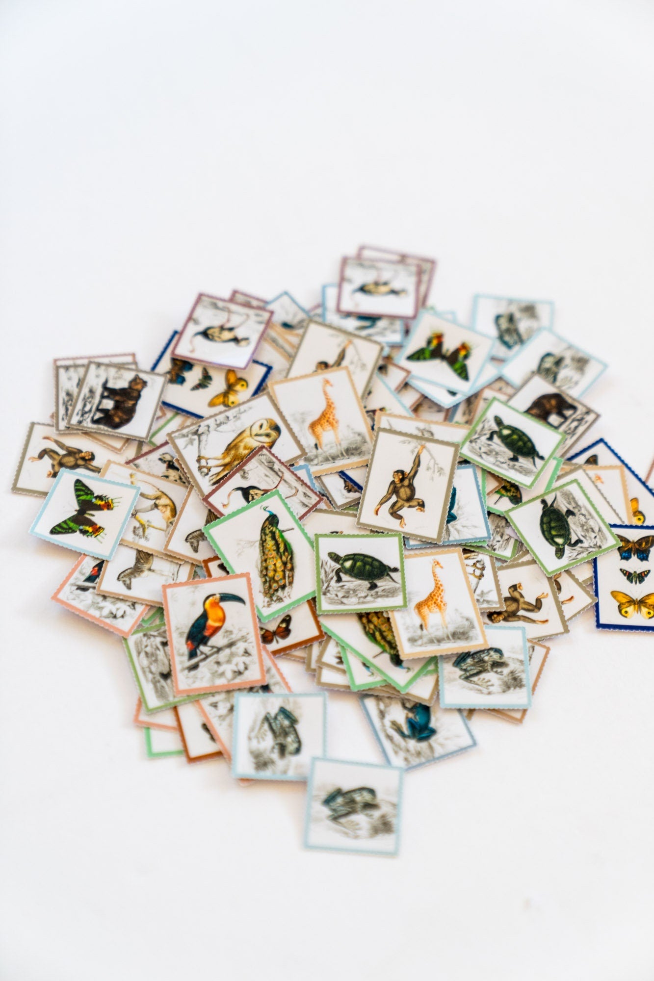 Vintage Animal Stamp Stickers - Animal Sticker Pack for Journaling and Scrapbooking