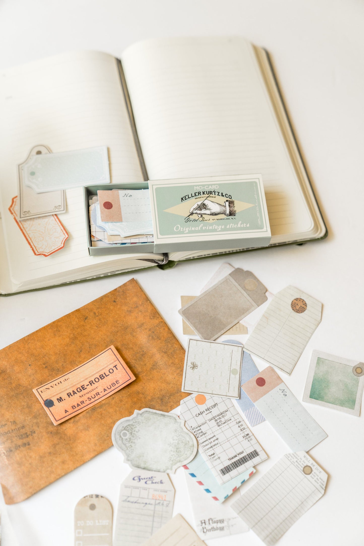 Vintage Happy Mail Stickers - Scrapbooking Junk Journal  Stationery Pack