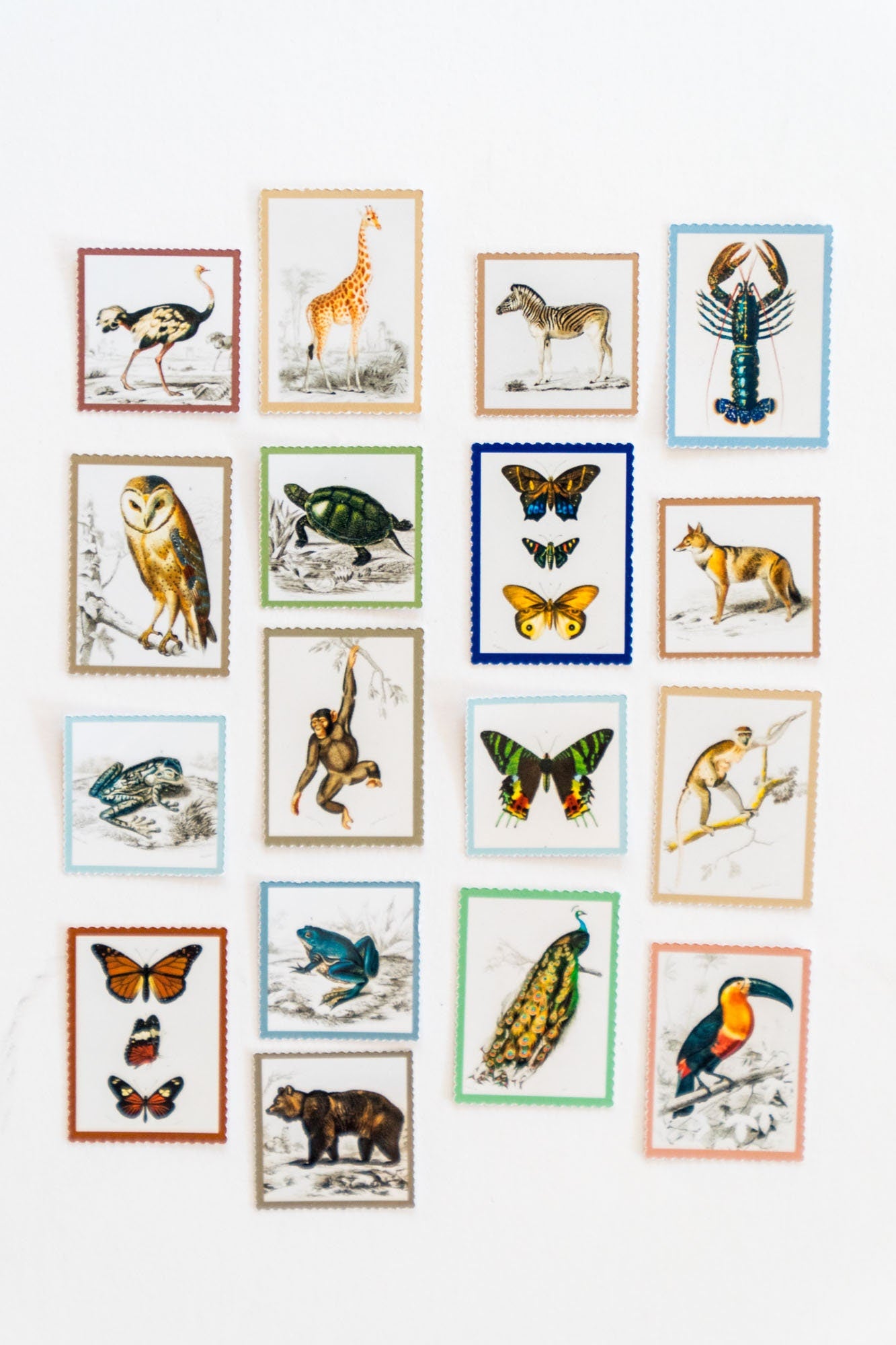 Vintage Animal Stamp Stickers - Animal Sticker Pack for Journaling and Scrapbooking