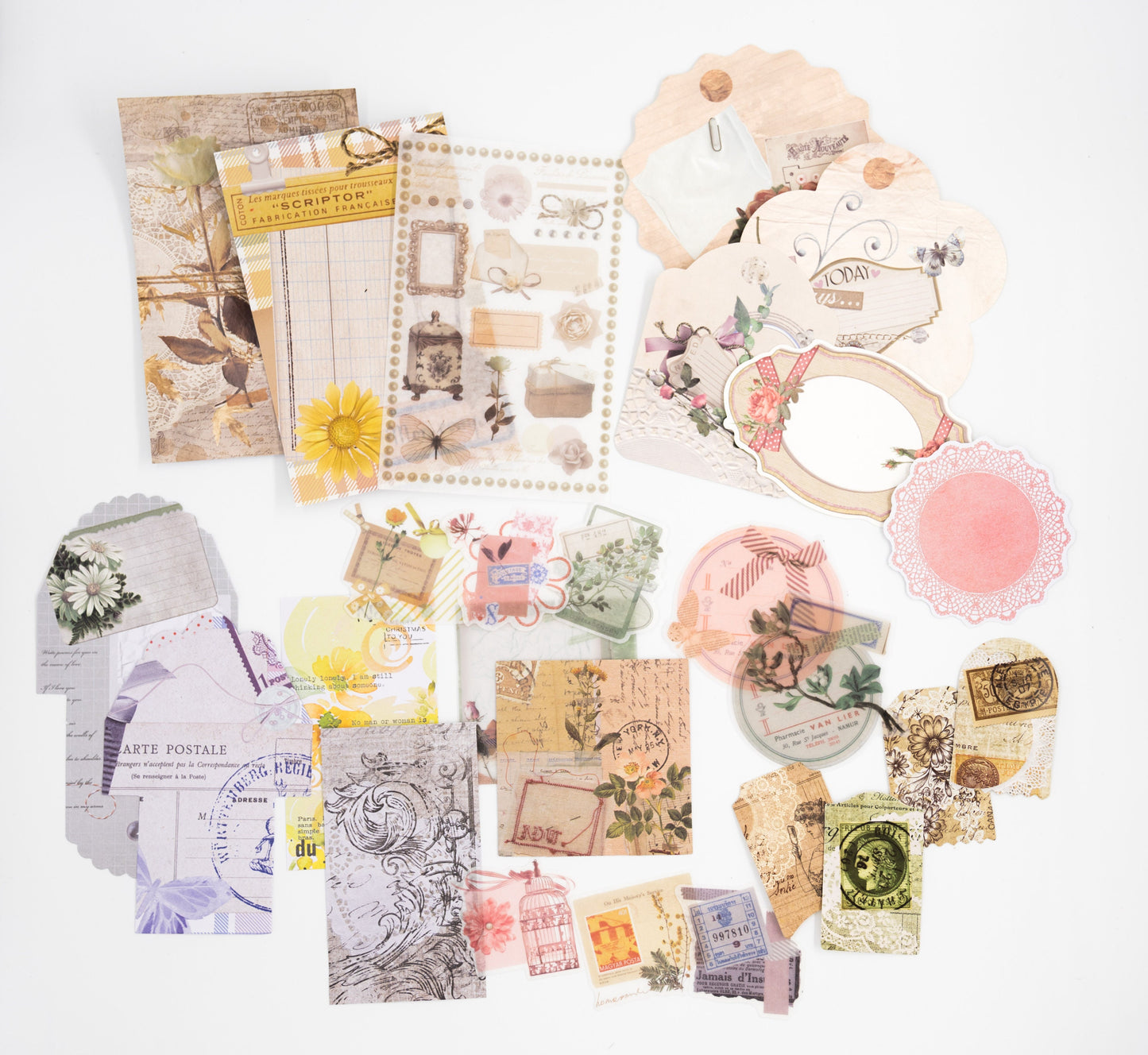 Vintage Summer Botanical Ephemera Pack - Junk Journal Kit