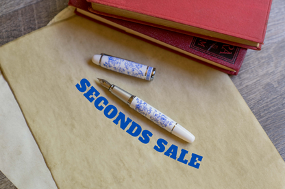 Second Blue  White Floral Fountain Pen - B Grade Blooming Beauty