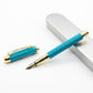 Teal Oasis - Blue Marble with Gold Detailing Fountain Pen